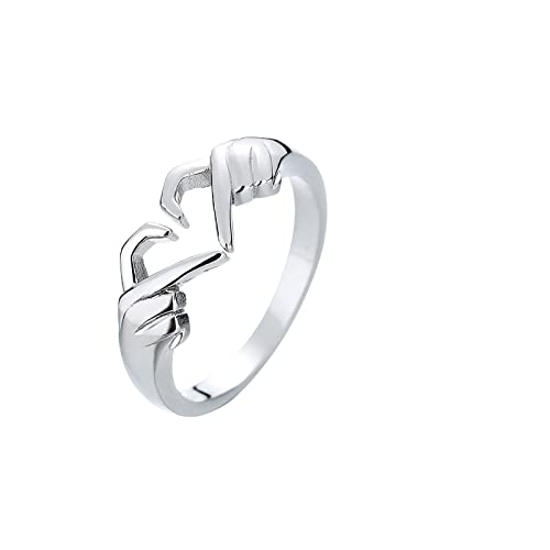 ROMIDA Herz Ring 925 Sterling Silber Opal Ring Herz Ring Offener Ring Verstellbarer Ring Umarmende Schmuck Geschenk für Damen Frauen Mädchen Kinder von ROMIDA