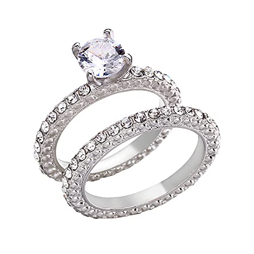 ROMIDA Mode Diamant Ringe Damen Verlobungsring Eheringe Zirkonia Versprechen Ring AAA Zirkonia Diamant Ringe Partnerringe Geschenke für Freundin Valentinstag Geburtstag von ROMIDA