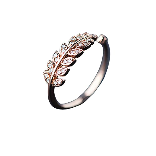 ROMIDA Ring Silber 925 Rose Gold Damen Mode AAA Zirkonia Blätter Zweig Sterlingsilber Blatt verstellbar Offener Ringe Rosegold Kleine Schmuck Geschenke für Freundin Mädchen Schwester von ROMIDA