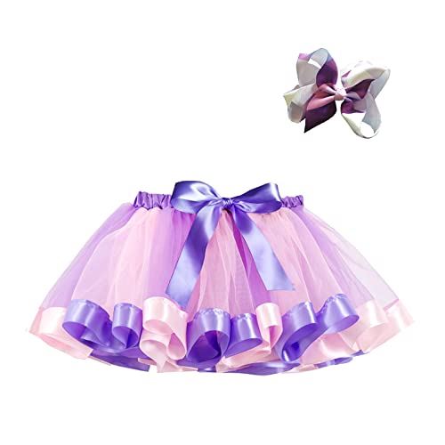 ROMIDA Tüllrock Mädchen Festliches Set Tütü Mädchen Rosa Tutu Mädchen Bunt Tutu Rock Baby Mädchen Regenbogen Rock Mädchen Prinzessin, Violett von ROMIDA