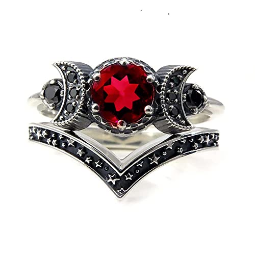 ROMIDA Y2k Ringe Gothic Ringe Eheringe Herren Damen Ringe Edelstahl, Band Paarringe Edelsteinring Geschenke für Freundin Valentinstag Freundschaftsinge Geburtstag Valentinstagsgeschenk von ROMIDA