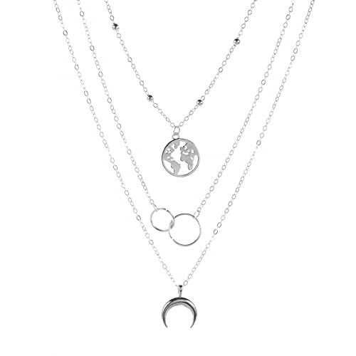 ROMIDA Damen Mondkarte Silber Halskette 925 Sterling Silber Anhänger Kette für Mädchen Damen Tochter Jahrestag von ROMIDA
