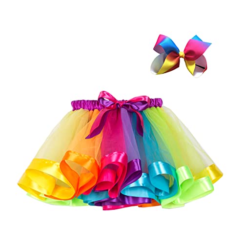 ROMIDA Tüllrock Mädchen Festliches Set Tütü Mädchen Rosa Tutu Mädchen Bunt Tutu Rock Baby Mädchen Regenbogen Rock Mädchen Prinzessin, Mehrfarbig, 2-4 Jahre von ROMIDA