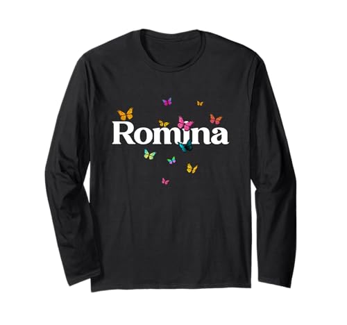 Romina - Schöner Mädchen Name mit bunten Schmetterlingen Langarmshirt Romina - Schöner Mädchen Name mit bunten Schmetterlingen Langarmshirt von ROMINA Tochter Enkel Geburtstag Geschenkideen