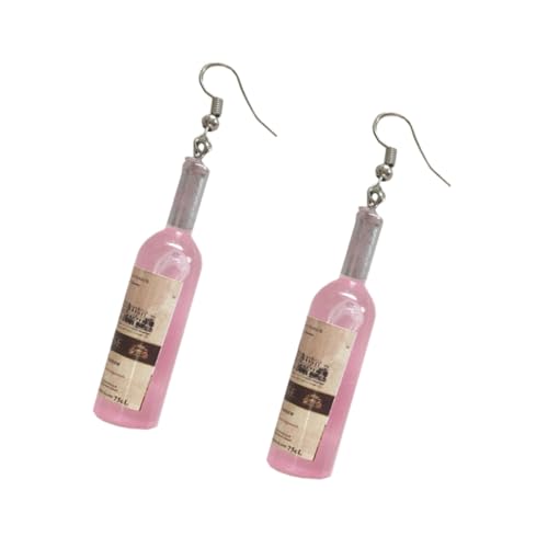 ROMISBABA 1paar Elegante Ohrringe Weinflaschen-form Pinke Ohrringe Mit Zufälligen Aufkleberdesigns Trendige Ohrhänger Für Damen Für Partys Und Freizeit von ROMISBABA