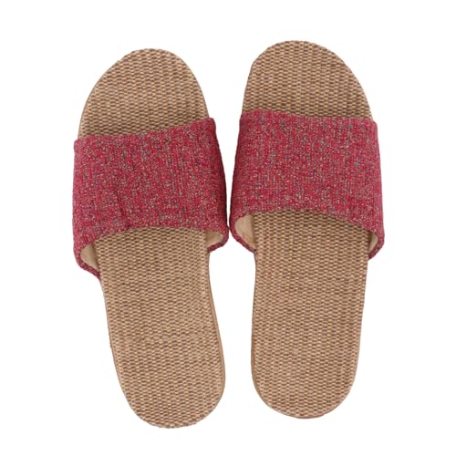ROMISBABA 1 Paar Atmungsaktive Sommerschuhe für Rutschfeste Hausschuhe Leinen für Innenbereich für Gemütliche zu Hause Rot von ROMISBABA