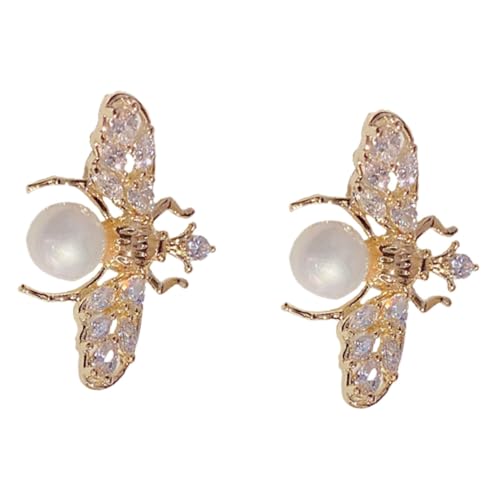 ROMISBABA 1 Paar Bienen Ohrringe mit Perlen Ohrstecker für Frauen Hypoallergen und Leicht für Ergänzung für Ihren Schmuck von ROMISBABA