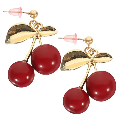ROMISBABA 1 Paar Edelstein Ohrhänger mit Kirschen und Schleifen Design Silber Ohrschmuck für Damen Ohrringe für Besondere Anlässe Valentinstag und Muttertag von ROMISBABA