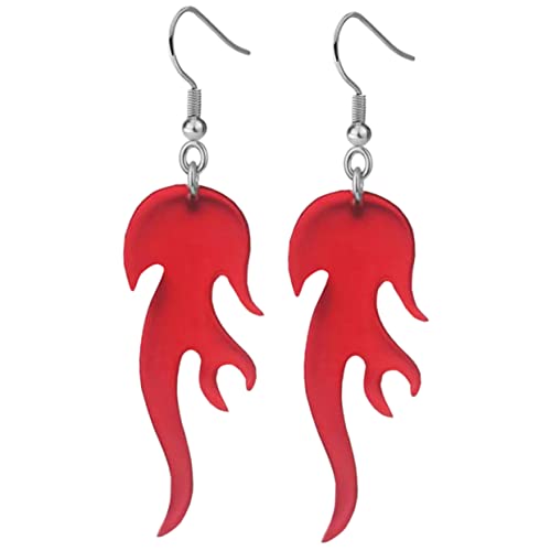 ROMISBABA 1 Paar Flammenförmige Ohrhänger für Frauen Punk Ohrringe Transparent Rot für Festivals Strand Geburtstagsfeiern und Alltag für Einen Auffälligen Look von ROMISBABA