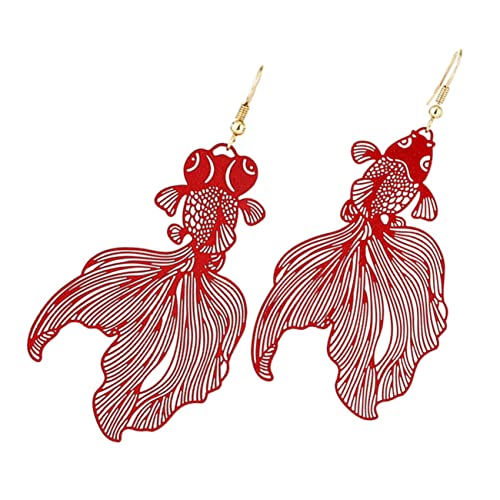 ROMISBABA 1 Paar Goldfisch Ohrringe für Damen Extravaganter Anhänger Lange Hänger Leichtes Design für Besondere Anlässe und Alltagsmode als für Frauen von ROMISBABA