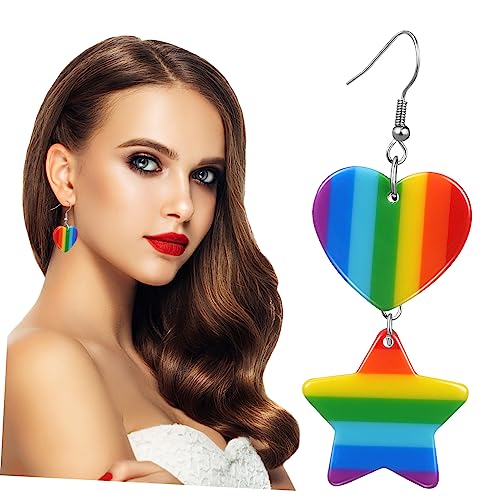 ROMISBABA 1 Paar Hängende Ohrringe für Damen Bunte Herz und Sternform Leicht und für Besondere Anlässe und Tägliche Outfits Perfektes für Geliebte Menschen von ROMISBABA