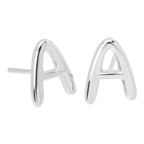 ROMISBABA 1 Paar Initialen Ohrringe A Silber Ohrstecker mit Push Back Minimalistische Alphabet Ohrstecker für Damen und Herren Ohrschmuck für Alltag und Besondere Anlässe von ROMISBABA