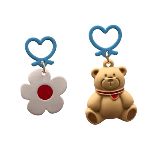 ROMISBABA 1 Paar Kreative Cartoon Ohrringe Blumenform für Damen Asymmetrisches Design Hypoallergen Einzigartiger Schmuck für Frühling und Sommer Auffällige Ohrstecker mit Bärenmotiv von ROMISBABA
