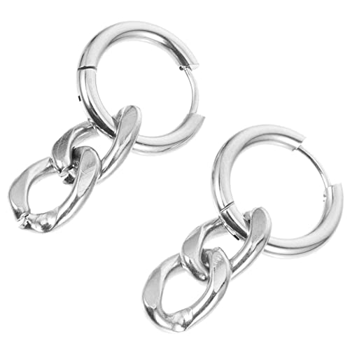 ROMISBABA 1 Paar Kubanische Kettenohrringe Stahlfarbe Trendige Dangle Earrings für Damen mit Einzigartigem Kettenlink Design Langlebig und Komfortabel für von ROMISBABA