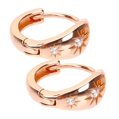 ROMISBABA 1 Paar Minimalistische Ohrringe für Frauen mit Funkelnden Rhinestones Kleine Creolen Roségold für Besondere Anlässe und Alltag für Festivals und Partys von ROMISBABA