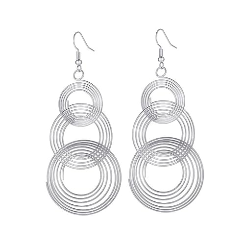 ROMISBABA 1 Paar Modischer Ohrschmuck Runder Baumelnder Reifen Polierter Dreifachkreis Ohrstecker Ohrringe Mit Mehreren Creolen Ohrringe Für Frauen Übertriebene Ohrentropfen Silver ROMISBABA 1 Paar Modischer Ohrschmuck Runder Baumelnder Reifen Polierter Dreifachkreis Ohrstecker Ohrringe Mit Mehreren Creolen Ohrringe Für Frauen Übertriebene Ohrentropfen Silver von ROMISBABA