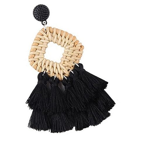 ROMISBABA 1 Paar Ohrringe Rattan mit Quasten für Frauen Retro Ear Dangle Schmuck Ohrdekoration für Besondere Anlässe von ROMISBABA