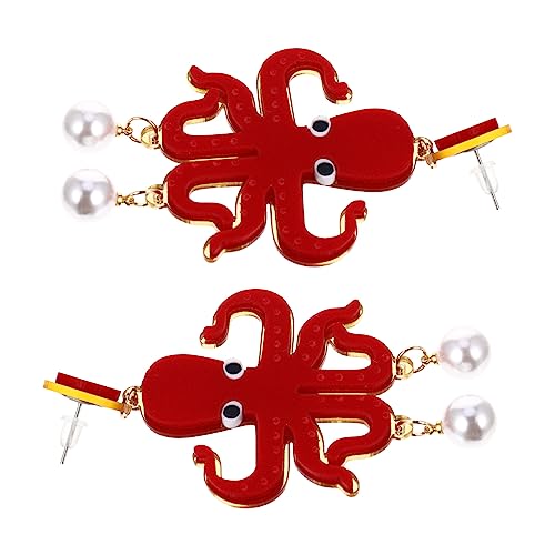 ROMISBABA 1 Paar Oktopus-Ohrringe tier ohrringe merksam Bankettohrringe Partyohrringe Tierohrringe Perlenohrringe in Tierform Reiz klein Perlentieranhänger Mode Ohrringe Schmuck Acryl von ROMISBABA