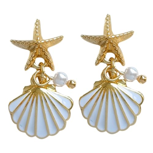 ROMISBABA 1 Paar Perlen Ohrringe Muscheln Große Dangle Ohrringe für Damen Schmuckstücke für Verschiedene Anlässe und Outfits B Weiß von ROMISBABA