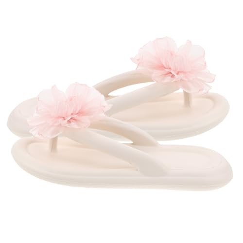 ROMISBABA 1 Paar Sandalen Im Boho-stil Mit Rosa Blumenmuster Für Damen, Rutschfeste Strandsandalen Mit Offener Zehenpartie, Sommerpantoffeln Für Strandurlaub Und Pool, Größe 36–37 von ROMISBABA