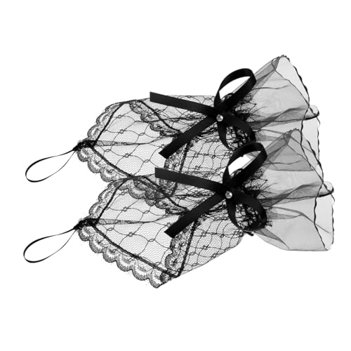 ROMISBABA 1 Paar Lolita-spitzenhandschuhe Mesh-handgelenkmanschetten Schleifenmanschetten Für Hochzeit Party Tanz Mode-accessoires von ROMISBABA
