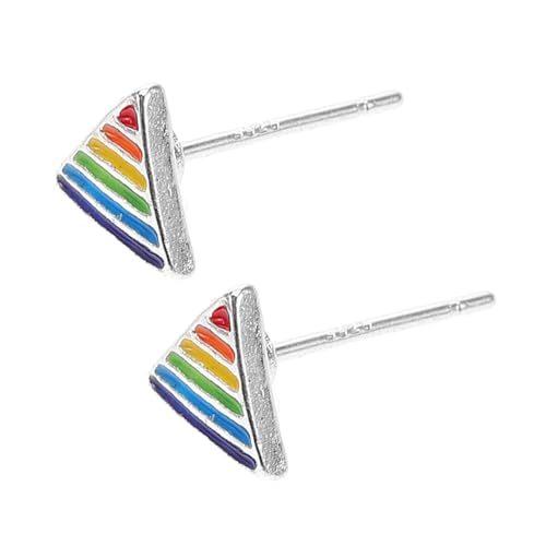 ROMISBABA 1 Paar Triangel Ohrringe Farbige Regenbogen Ohrstecker für Damen und Herren Modisches und Vielseitiges Ohrschmuck Langlebig und Glänzend Geeignet für Verschiedene Anlässe von ROMISBABA
