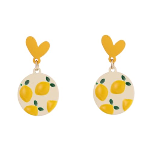 ROMISBABA 1 Paar Zitronen Ohrringe Silber mit Herzform Leichte Dangle Ohrringe für Frauen Modischer Schmuck für Besondere Anlässe Perfektes zu Geburtstagen oder Jubiläen von ROMISBABA