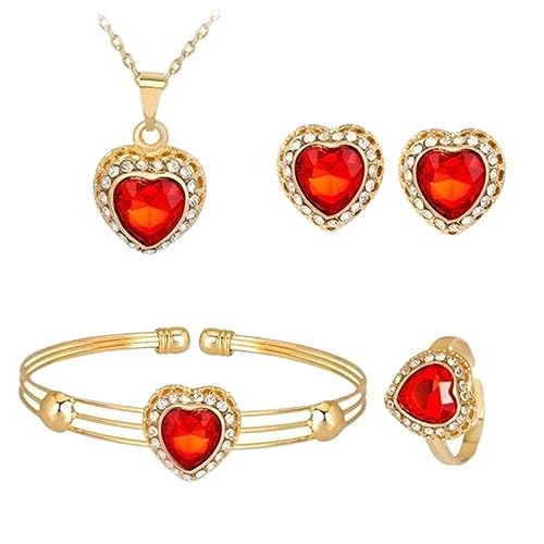 ROMISBABA 1 Satz Satz Frauen Halskette Perlen Ohrringe Herz Reiz Schmuck Rot ROMISBABA 1 Satz Satz Frauen Halskette Perlen Ohrringe Herz Reiz Schmuck Rot von ROMISBABA