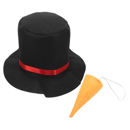 ROMISBABA 1 Satz Schneemann-Topper-Mütze Hüte Schneemann Cosplay Hut und Nase Halloween-Hut weihnachts basteln weihnachtsbekleidung Cosplay-Requisite Schneemann-Kostüm-Hut Stoff Black von ROMISBABA