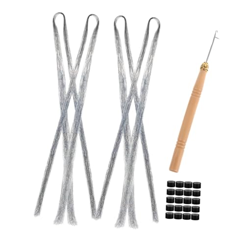ROMISBABA 1satz Hair Tinsel Für Frauen Glitzernde Haarverlängerungen Aus Pet Stränge Inklusive Häkelnadel Und Mikro-ringen Für Cosplay Und Partys von ROMISBABA