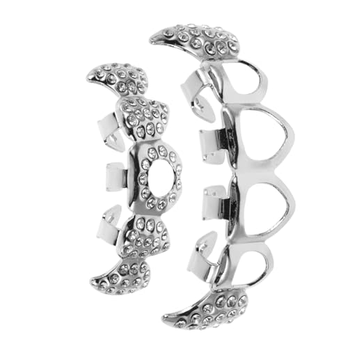 ROMISBABA 1 Set Silberner Zahngrill: Strass-zahngrill Aus Silbernem Vampirzahn, Schmuck Im Hip-hop-stil – Ausgehöhlte Zahnkappen Aus Metall Für Halloween-cosplay von ROMISBABA