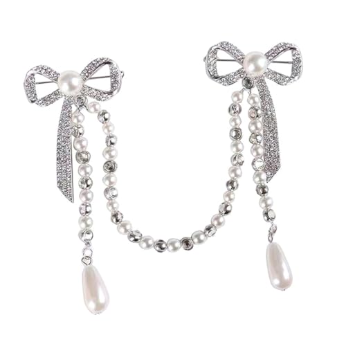 ROMISBABA 1 Stück Damen Brosche mit Kette und Perlen Anstecknadel für Kleidung Festlicher Schmuck für Hochzeiten Partys und Alltag von ROMISBABA