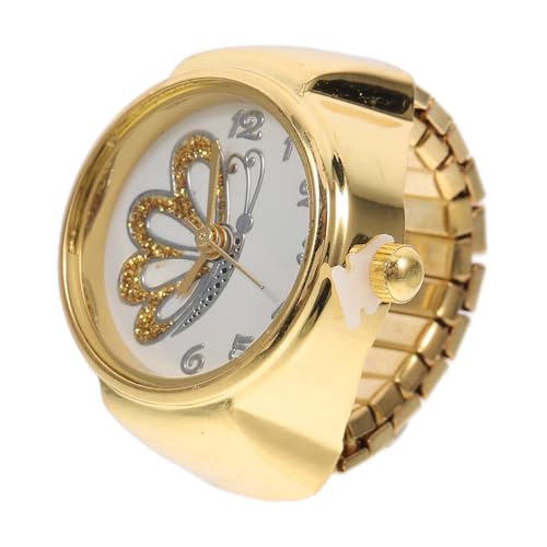 ROMISBABA 1 Stück Damen Fingerring Uhr mit Schmetterlingsdesign Ringuhr Hochwertigem Legierungs Material Elastisches Fingeruhr Schmuckstück für Frauen von ROMISBABA