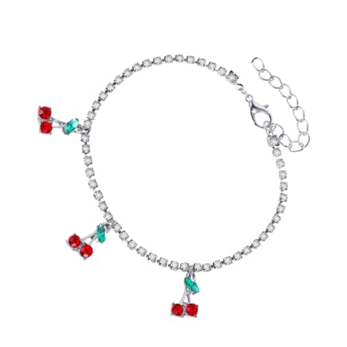 ROMISBABA Kirschfußkette Damen Fruchtmodellierung Schmuck Aus Edelstahl Anpassbar Für Strand Und Freizeit Fußkettchen Mit Anhänger von ROMISBABA