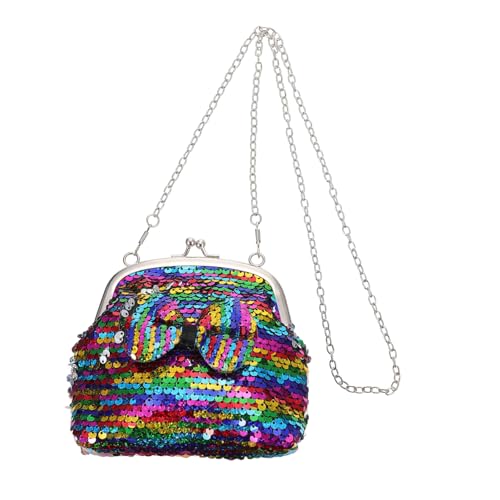 ROMISBABA Umhängetasche Für Mädchen Pailletten Schultertasche Mit Bowknot Design Farbige Aufbewahrungstasche Für Kleine Gegenstände Münztasche Für Partys Und Freizeit von ROMISBABA