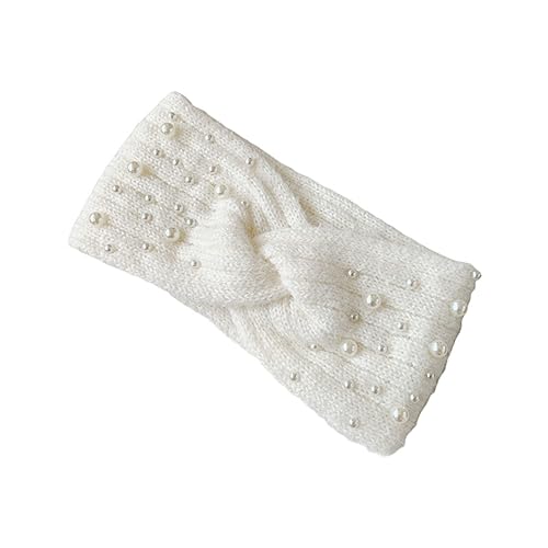 ROMISBABA 1 Stück Haarband Damen mit Perlen Geflochtenes Stirnband für Winter Elastisches Fleece Haarband und für Verschiedene Anlässe für Partys und Alltagsmode von ROMISBABA