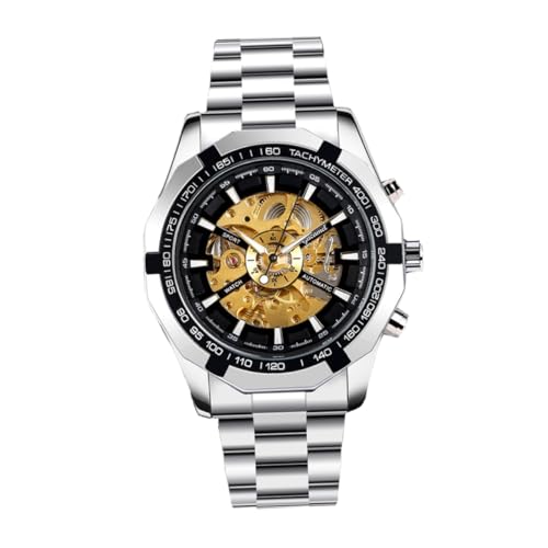 ROMISBABA Skeleton Uhr Für Herren Mechanische Uhr Mit Leucht-design Robust Und Widerstandsfähig Für Business Partys Und Alltag Stilvolle Herrenuhr Als Geschenkidee von ROMISBABA