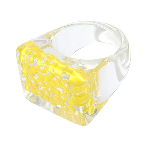 ROMISBABA 1 Stück Perle Eingelegter Ring Für Schmuck Frauenringverzierung Fingerring Aus Kunststoff Eingelegter Perlenring Breiter Fingerring Übertriebener Fingerring Harz Yellow ROMISBABA 1 Stück Perle Eingelegter Ring Für Schmuck Frauenringverzierung Fingerring Aus Kunststoff Eingelegter Perlenring Breiter Fingerring Übertriebener Fingerring Harz Yellow von ROMISBABA