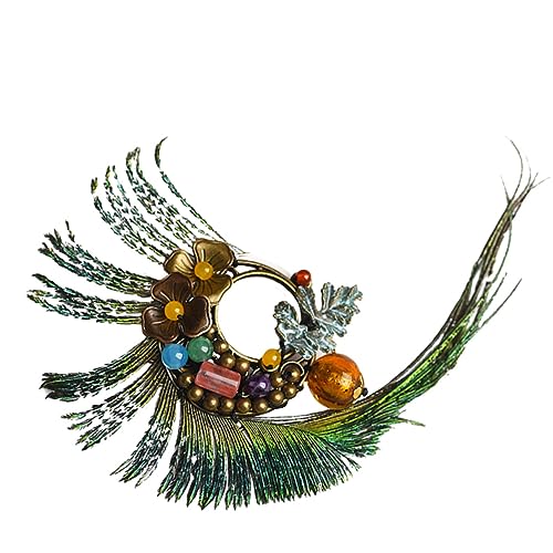 ROMISBABA Stilvolle Legierungsbrosche Im Ethnischen Stil Mit Pfauenfeder-design Corsage Für Besondere Anlässe Und Alltag Perfektes Schmuckaccessoire Für Frauen Und Mädchen von ROMISBABA