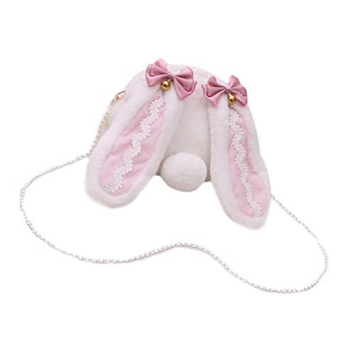 ROMISBABA 1 Stück Plüsch Kaninchen Umhängetasche Niedliche Crossbody Tasche für Mädchen und Praktische Schultertasche für Reisen Partys und Alltag Rosa Farbe von ROMISBABA