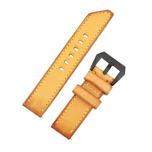 ROMISBABA 1 Stück Vintage Gelbes Rindsleder Uhrenarmband Universelles Austauschbares Lederband mit Schnellverschluss Stilvolles Armband für Herren und Damen für Alltag und Besondere Anlässe von ROMISBABA