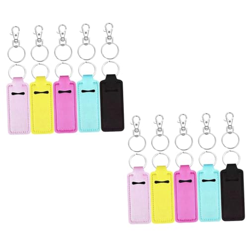 ROMISBABA 10 Sätze Lippenstift Schutz Hüllen Schlüsselanhänger Tragbarer Lippenpflege Halter Leichtes Langlebiges Lippenstift Etui für Lippenbalsam Parfum Kosmetik Aufbewahrung Praktisch von ROMISBABA