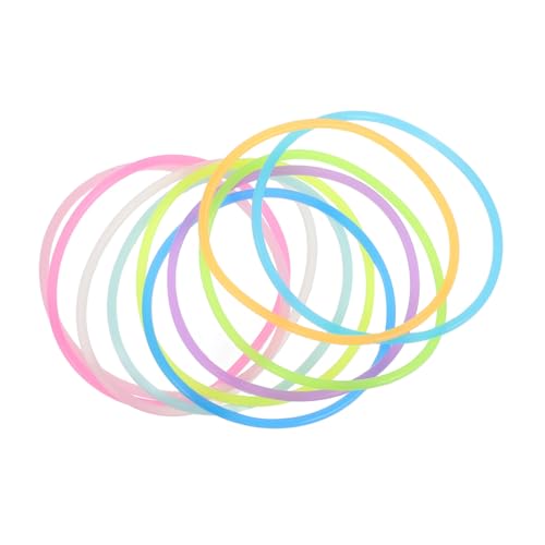 ROMISBABA 10 Stück Leuchtende Silikonarmbänder mit Haarbandfunktion Farbige Jelly Wristbands für Party Outdoor und Weihnachten Robust Farbecht Vielseitig Einsetzbar von ROMISBABA