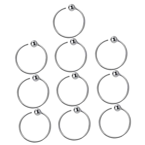 ROMISBABA 10 Stück Septum Creolen Damen Piercing Schmuck Runde Kleine Ohrstecker aus Silber Knorpelringe für Tragus Piercing und Ohrlochpflege von ROMISBABA