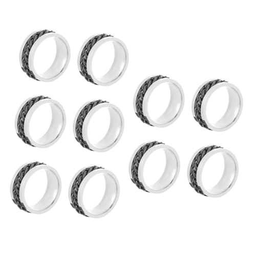 ROMISBABA 10 Stück Teiliges Titanstahl Herrenring Drehbarem Kettendesign Stilvoller Edelstahl schmuckring und Innovativem Bierflaschenöffner für Alltag und Partygebrauch von ROMISBABA