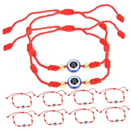 ROMISBABA 10 Stück Teiliges Verstellbares Rotes Handgefertigtes Evil Eye Armband Ästhetische Fadenarmbänder für Damen und Herren Leichtes Schutzarmband für Alltag Party und von ROMISBABA