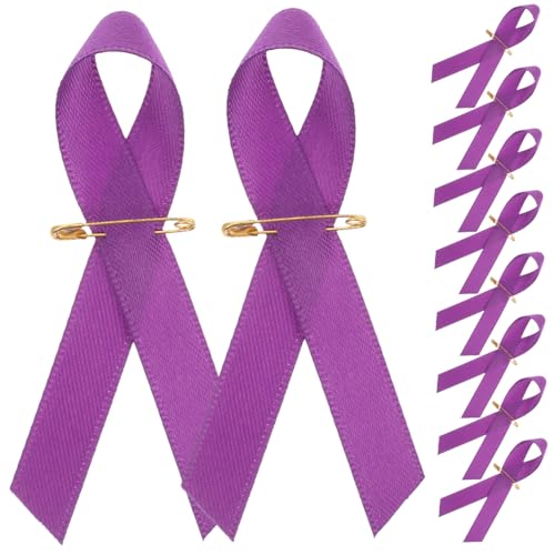 ROMISBABA 100 Stück Gewalt Stoffribbon Broschen Langlebige Anstecknadeln Leuchtende Farbe Awareness Handliche Pins für Kleidung Charity Schleifenbroschen von ROMISBABA