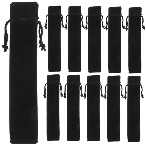 ROMISBABA 100stücke Schwarzer Velvet Stiftbeutel Mit Kordelzug Multifunktionale Federmäppchen Für Schutz Von Füllfederhaltern Für Büro Schule Und von ROMISBABA