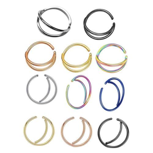ROMISBABA 11 Stück Teiliges Nasenringe Mondform Nasenpiercing Schmuck Langlebig Elegant Modisch Passend für Damen und Besondere Anlässe von ROMISBABA