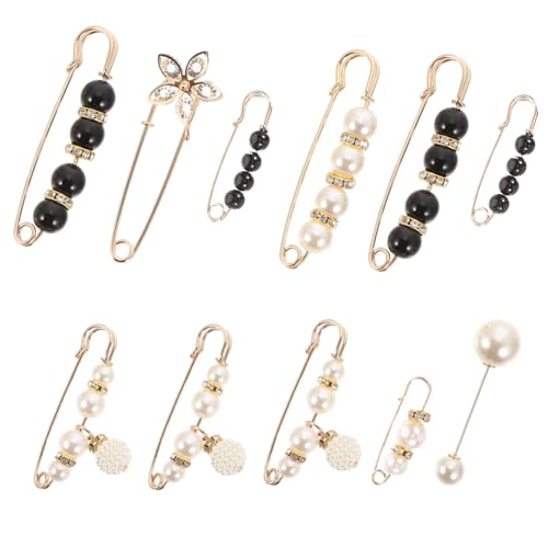 ROMISBABA 11 Stück Teiliges Perlen Broschen Dekorative Sicherheitsnadeln zum Taillieren von Röcken und Hosen Vielseitiger Modeclip für Pullover Schals und Kleider Eleganter Hüftfixierer für von ROMISBABA